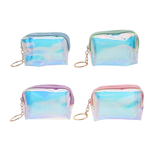 COLLBATH 4stücke Mini-münzgeldbörse Mit Schlüsselanhänger Kompakte Münzbörse Aus Strapazierfähigem Material Kleine Geldbörse Mit Reißverschlusstasche Praktische Münzbörse Für Alltag von COLLBATH