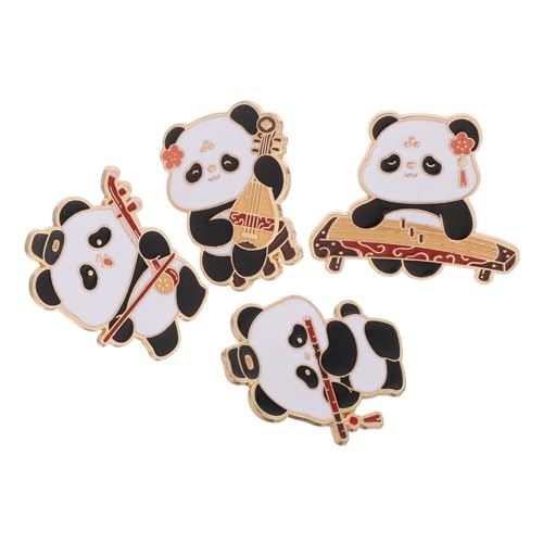 COLLBATH 4 Stück Teiliges Panda Broschen Chinesischem Musikinstrument Cartoon Metall Anstecker Leichte und Robuste Broschen für Pullover Schals Rucksäcke und Kleidungsaccessoires von COLLBATH