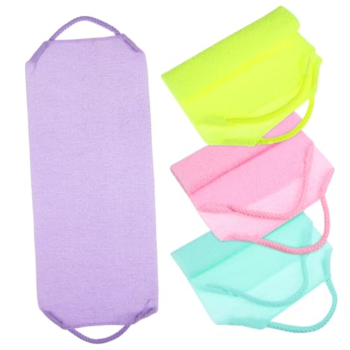 COLLBATH 4 Stück Teiliges Peeling Badetuch mit Rückenpeeling Funktion Farbige Dehnbare Waschlappen für Gründliche Körperreinigung Langlebige Duschhandtücher zur Einfachen Selbstreinigung von COLLBATH