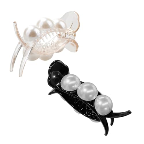 COLLBATH 4 Stück Teiliges Perlen Haarclip Haarklammern mit Schwarzen und Champagnerfarbenen Perlen Rutschfeste Haarspangen für Pferdeschwanz Haarschmuck für Damen und Mädchen Vielseitig von COLLBATH