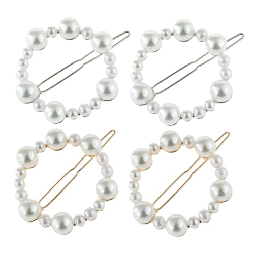 COLLBATH 4 Stück Teiliges Perlen haarspangen Unregelmäßige Runde Form Gold Silberfarbene Haarklammern Eleganter Haarschmuck für Damen Geeignet für Alltag Hochzeit Partys und Vielseitige von COLLBATH