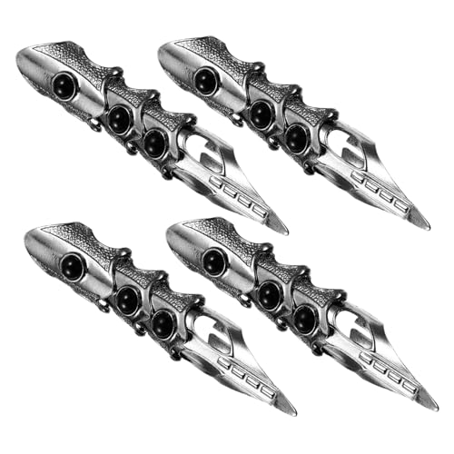 COLLBATH 4 Stück Teiliges Punk Gothic Vollfinger Gelenkring Verstellbare Metallringe mit Vintage-design für Halloween Kostüm Schmuck Herren Damen Cosplay Party Zubehör von COLLBATH