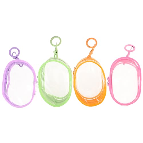 COLLBATH 4 Stück Teiliges Transparente Mini Figuren Aufbewahrungstaschen PVC mit Schlüsselanhänger und Vielseitig für Sammler Kosmetik Schlüssel Platzsparend und Robust von COLLBATH