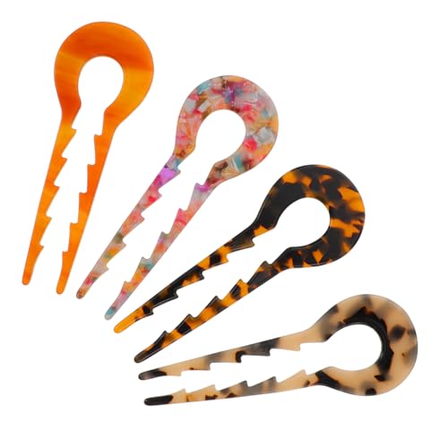 COLLBATH 4 Stück Teiliges U Förmiges Haarforken aus Acetat Rutschfester Haarnadelhalter für Damen Vielseitiger Haarschmuck für Pferdeschwanz und Dutt in Kaffee Beige Schildpatt und von COLLBATH
