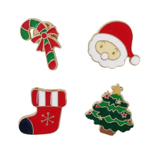 COLLBATH 4 Stück Teiliges Weihnachtsbroschen mit Buntem Design Kostümzubehör für Festliche Anlässe für Jacken Schals Kleider Hüte von COLLBATH