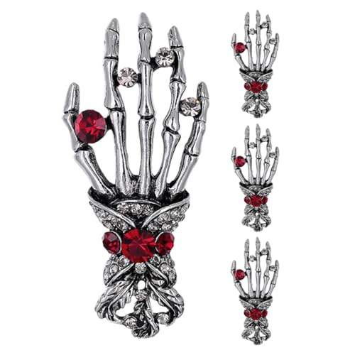 COLLBATH 4-teilige Brosche mit -Hand: Vintage-Anstecknadeln mit Strasssteinen für Damen und Herren – Anstecknadel aus Metalllegierung im Retro-Stil für Anzüge, Jacken, Kleider und Partykleidung von COLLBATH