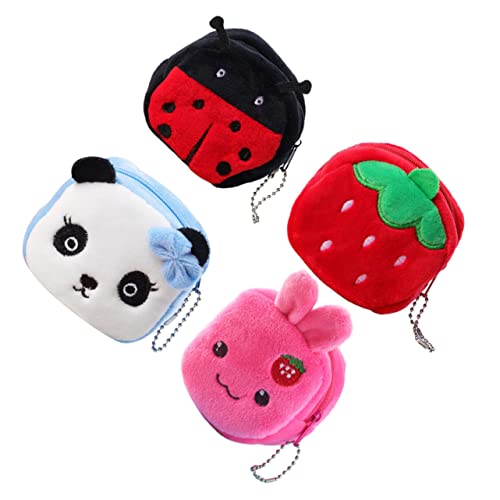 COLLBATH 4stücke Teiliges Cartoon Geldbeutel Für Mädchen Kreative Kleingeldbörse Mit Hase Erdbeere Marienkäfer Panda Multifunktionale Kleine Geldtasche Für Junge Mädchen Und Damen von COLLBATH