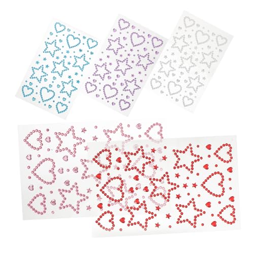 COLLBATH 5 Blätter Selbstklebende Face Jewels mit Stern Herzform Glitzernde Rhinestone Aufkleber für Make-up Haar und Körperdekoration Hautfreundlich Langanhaltend Vielseitig für Festival von COLLBATH