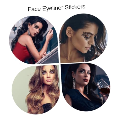 COLLBATH 5 Paare Eyeliner aufkleber aus Schwarzer Spitze Selbstklebend Wiederverwendbar für Make up Karneval Cosplay Partys Zufällige Stile Einfach Anzubringen Dramatischer Look von COLLBATH
