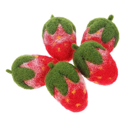 COLLBATH 5 Stück Filz-Erdbeer-Accessoires Erdbeerdekor gefälschte Erdbeere Filzerdbeere schmücken Erdbeeren strawberry decor Erdbeerform filz selber machen Filz-Erdbeer- gefühlt von COLLBATH