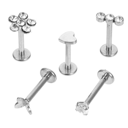 COLLBATH 5 Stück Teiliges Piercing set aus Rostfreiem Stahl mit Funkelnden Zirkonia für Lippen Nasen Knorpelpiercings Langlebiger Schmuck für Damen und Herren Vielseitig Einsetzbar bei von COLLBATH