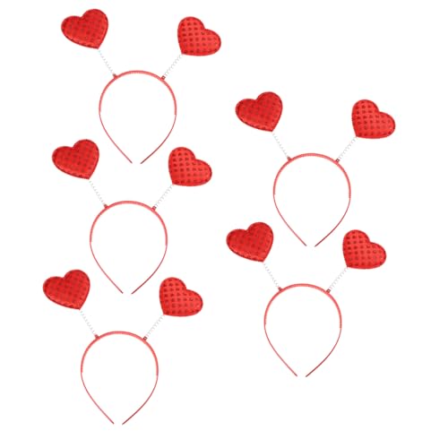 COLLBATH 5 Stück Teiliges Rotes Herz Haarband für Damen und Mädchen Kreativer Haarschmuck aus Langlebigem Metall Formstabiler Leichter Haarreif für Valentinstag und Neujahrsfeier von COLLBATH