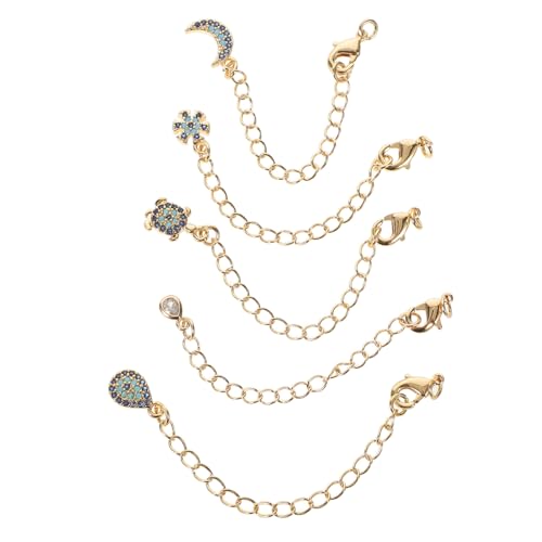 COLLBATH 5 Stück Teiliges Schmuck-extender Vergoldeten Zirkonia-verlängerungsketten und Robusten Karabinerverschlüssen Verstellbare für Halsketten und Armbänder Vielseitig für von COLLBATH