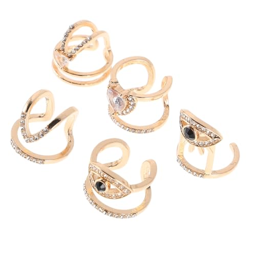 COLLBATH 5 Stück Teiliges Set Verstellbarer Fingernagelringe mit Strass für Damen Stilvolle Maniküre Schmuckstücke für Partys und Alltag für von COLLBATH