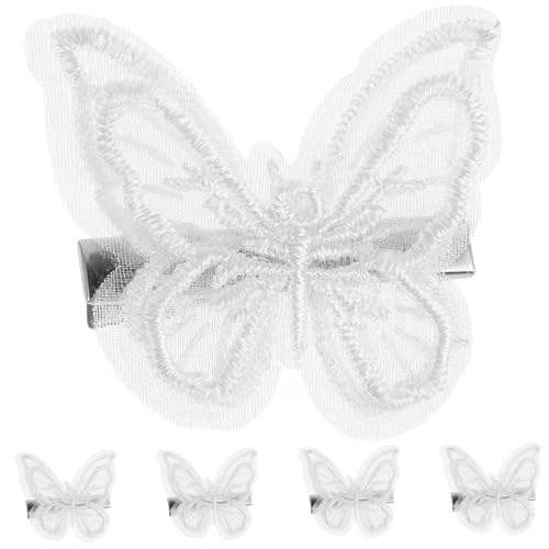 COLLBATH 5 Stück Teiliges Weiße Spitzen Schmetterling Haarklammern Bestickte Butterfly Haarspangen für Damen und Mädchen Modische Haarschmuck Clips für Alltag Hochzeit und Party von COLLBATH