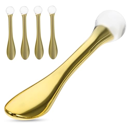 COLLBATH 5 Stück Tragbare Augencreme Applikatoren aus Zinklegierung Professionelle Augenmassage Kompakte Löffel für Gesichtsbehandlungen für Reisen und Tägliche Pflege von COLLBATH