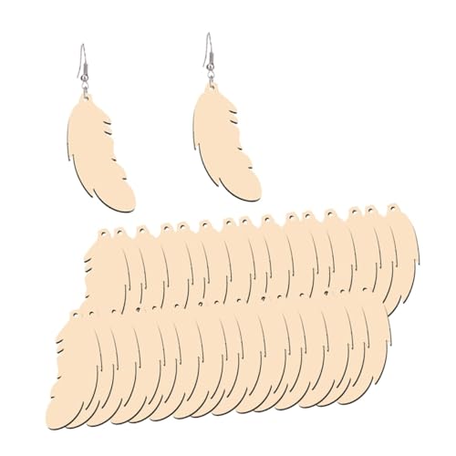 COLLBATH 50 Stück Ohr Zubehör ohrringe Anhänger aus Holz Charms Schmuck geometrisch Etiketten Holz Ohrhänger Schmuck aus Holz Ohrschmuck vierblättriges Kleeblatt Dekorationen Hölzern von COLLBATH