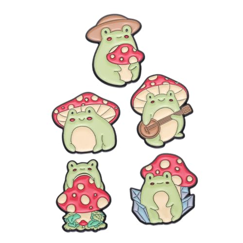 COLLBATH 5stücke Pilz-anstecker Und Frosch-pin Niedliche Tier-abzeichen Broschen Für Mantel Und Hut Emaille-schmuck Vielseitig Tragbar von COLLBATH
