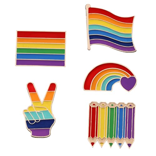 COLLBATH 5St Regenbogenkorsage Flagge Reverskragen Broschen Metall lgbt stolz pin Herz-Dekor broschen für kleidung Brosche für Lesben Öltropfkorsage Herzförmig Abzeichen schmücken Legierung von COLLBATH