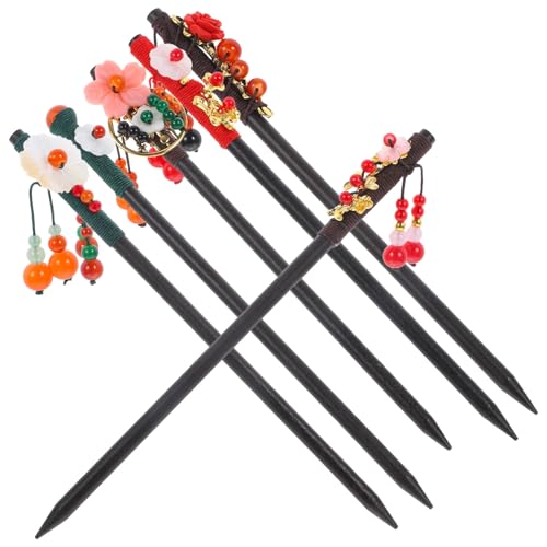 COLLBATH 6 Stück 6 teiliges chinesisches Haarnadeln Set mit Blumen und Quasten Vintage Haarstäbchen für Damen Fester Sitz für Dutt und dickes Haar Dekorative Haarschmuck Accessoires von COLLBATH