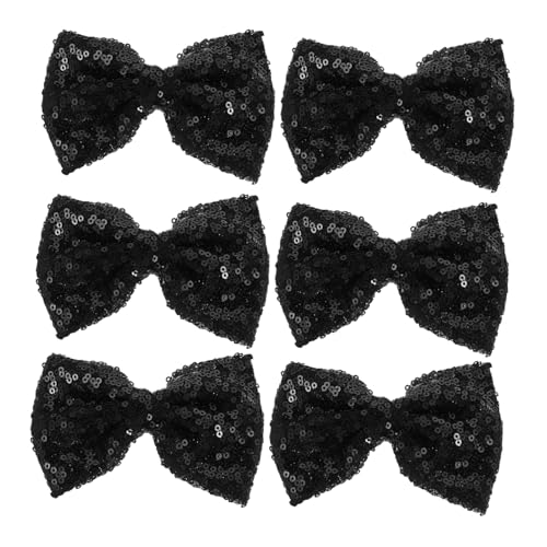 COLLBATH 6 Stück Glänzende Haarzubehör von Kindern Mädchen Haarbogen glänzende Schleifenklammern Mädchen Haarspange -Pailletten -Bughaarclips für Haarschleifen Stoff Schwarz von COLLBATH