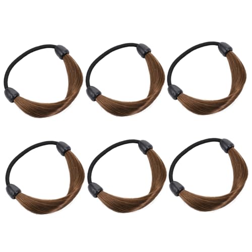 COLLBATH 6 Stück Teiliges Elastische Perücken-haargummis für Damen und Mädchen Strapazierfähige Modische Haarbänder in Kaffee für Ponytails und Vielseitige Frisuren Geeignet für Partys und von COLLBATH