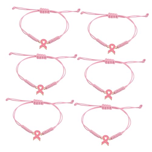 COLLBATH 6stücke Handgefertigte Bewusstseinsarmbänder Für Frauen Verstellbare Kordelarmbänder Mit Bandverzierungen Gesundheitsbewusstseinsschmuck Zubehör Für Selbstkontrolle von COLLBATH