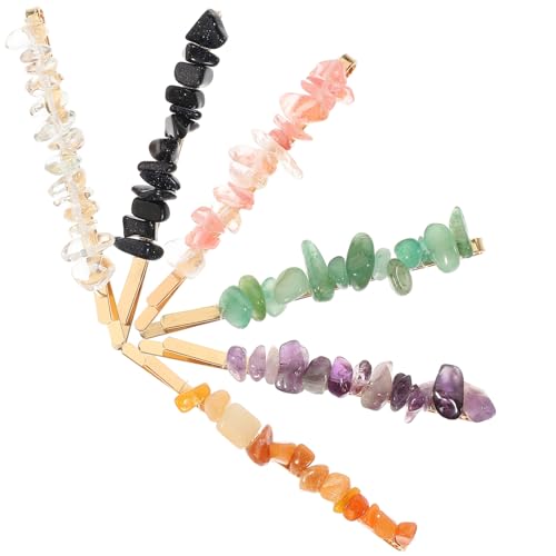 COLLBATH 6 Stück Teiliges Haarnadeln mit Natürlichen Edelstein perlen Kleine Metall haarspangen für Damen und Mädchen Bunte Einreihige Haarclips Langlebige und Elegante Styling accessoires von COLLBATH