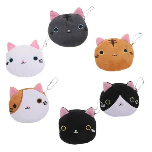 COLLBATH 6 Stück Teiliges Katzen Münzbeutel mit Reißverschluss Süße Aufbewahrungstasche für Schlüssel Münzen Kleine Gegenstände Schule Shopping von COLLBATH