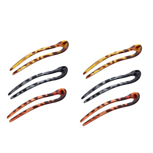 COLLBATH 6 Stück Teiliges U förmige Haarnadeln aus Kunststoff mit Leopardenmuster Retro Haarspangen für Frauen Einfache Vintage Haarschmuck Clips in Rot Blau Gelb Geeignet für von COLLBATH