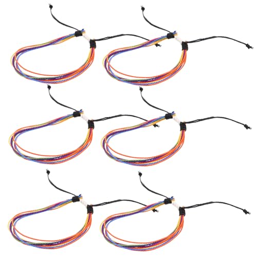 COLLBATH 6 Stück Verstellbare Gewachste Fäden Handgefertigte Farbenfrohe Geflochtene Armbänder für Frauen Boho Schmuck für Sommerstrand Luau und Besondere Anlässe von COLLBATH