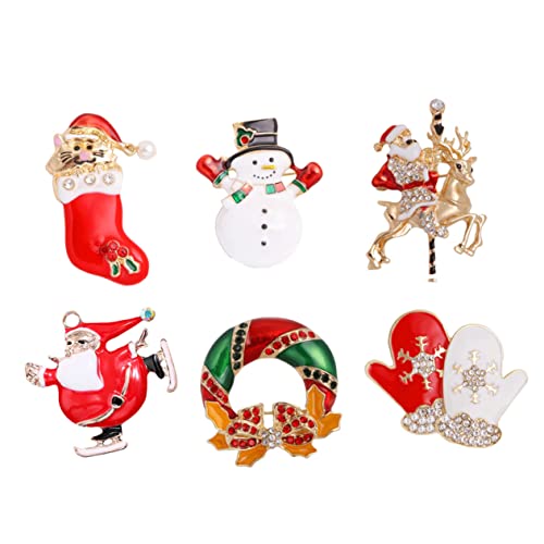 COLLBATH 6 Stück Weihnachts Rhinestone Broschen Stilvolle Schmuck Accessoires für Festliche Anlässe Kleidung Dekorative von COLLBATH