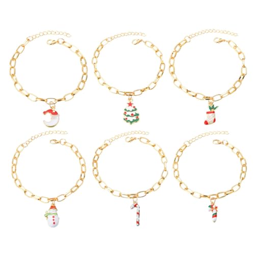 COLLBATH 6 Stück Weihnachtsarmbänder Kreative Handgelenkschmuck mit Schneemann Weihnachtsbaum Design für Festliche Anlässe Dekoration Umweltfreundliches Material Leicht Geruchlos von COLLBATH