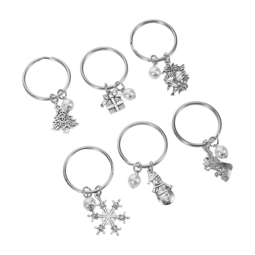 COLLBATH 6 Stück Weihnachtsschlüsselketten -set Schneemann-zubehör Urlaub Schlüsselanhänger Schneeflocken-gastgeschenke Weihnachten Schlüsselanhänger Urlaubszauber Silber Metall von COLLBATH