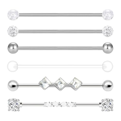 COLLBATH 6 Stück lange Ohrstecker aus Edelstahl, Knorpelohrring, Ohrpiercing-Ohrstecker, Schmuck für empfindliche Ohren, Alltagskleidung und besondere Anlässe COLLBATH 6 Stück lange Ohrstecker aus Edelstahl, Knorpelohrring, Ohrpiercing-Ohrstecker, Schmuck für empfindliche Ohren, Alltagskleidung und besondere Anlässe von COLLBATH