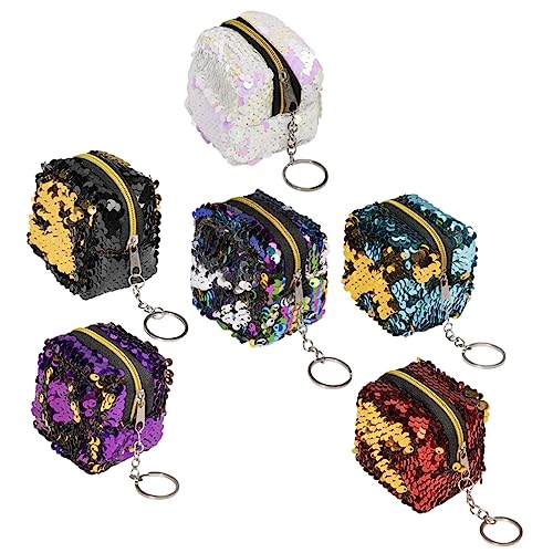 COLLBATH 6stücke Reißverschluss Pailletten Geldbörse Würfel Geldbörse Kleine Für Frauen Münze Taschen Aufbewahrung Von Bargeld Und Anderen Kleinigkeiten von COLLBATH