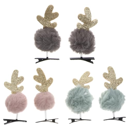 COLLBATH 6st Mädchen-haarnadel Pom Pom Haarschmuck Weihnachtshaarnadeln Haar Klammern Süße Haarnadel Hirschgeweih-stirnband Weihnachts-stirnbandbopper Haarspangen Festlich Kind Schmücken von COLLBATH