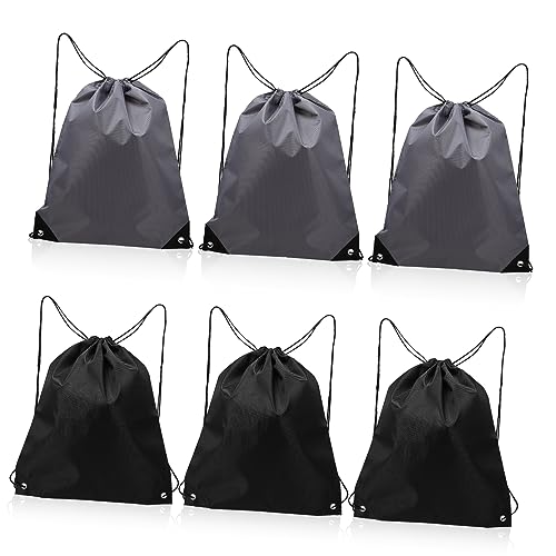 COLLBATH 6stücke Sport-Rucksack Mit Kordelzug Aus Polyester Wasserabweisend Großes Fassungsvermögen Für Handtücher Wasserflaschen Regenschirme Für Fitness Reisen Camping Wandern Unisex von COLLBATH