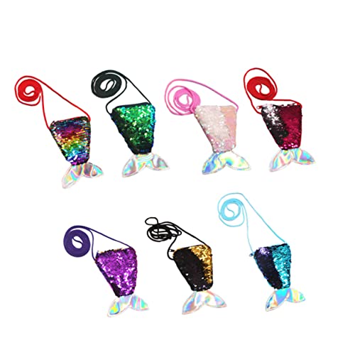 COLLBATH 7 Stück Meerjungfrauenschwanztaschen Für Kinder Pailletten Umhängetasche Kreative Schultertasche Für Mädchen Elegante Einkaufstasche von COLLBATH