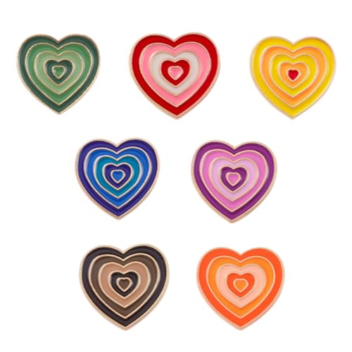 COLLBATH 7 Stück Teiliges Herzförmige Broschen Regenbogen Farbverlauf Anstecknadeln Langlebiger Vielseitige Kleidung Accessoires und Geschenkidee für Frauen von COLLBATH