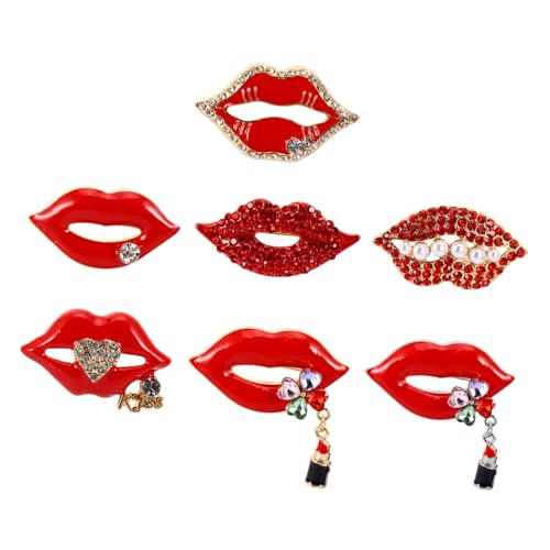 COLLBATH 7 Stück Teiliges Kettenbrosche Lippen Brosche Einfacher Anstecker für Modisches Accessoire von COLLBATH