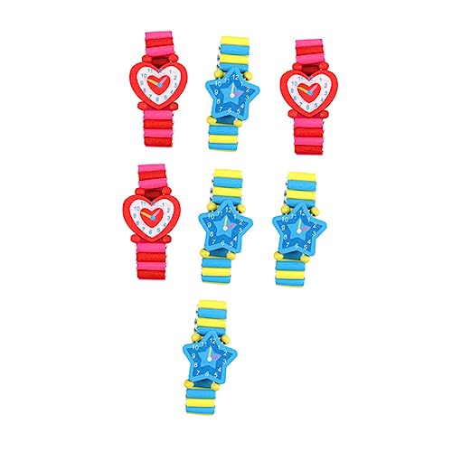 COLLBATH 7-teiliges Holzuhr-Spielzeug Für Kinder Elastisches Armband Gefälschtes Uhrenspielzeug von COLLBATH