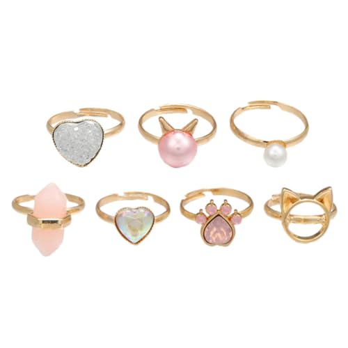COLLBATH 7er Satz Verstellbarer Kinder Ringe Metall Ornament Mädchen Pretend Spielen Kleid Up Ringe Kleinkind Schmuck von COLLBATH