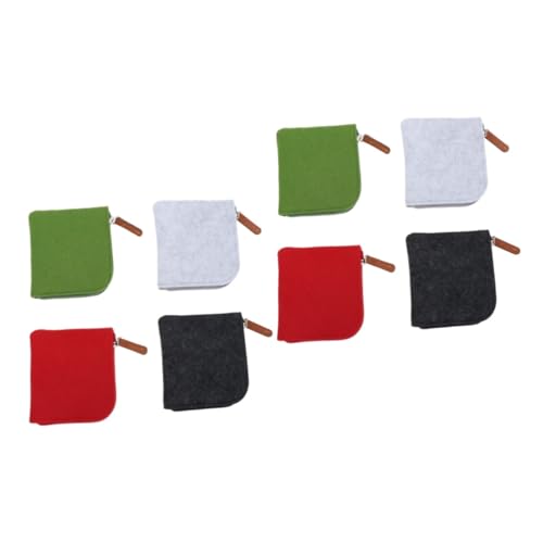 COLLBATH 8stücke Teiliges Filz-münzbeutel Für Mädchen wasserdichte Praktische Geldbörse Mit Reißverschluss Rot Grün Und Dunkelgrau Für Schule Shopping Und Alltag von COLLBATH