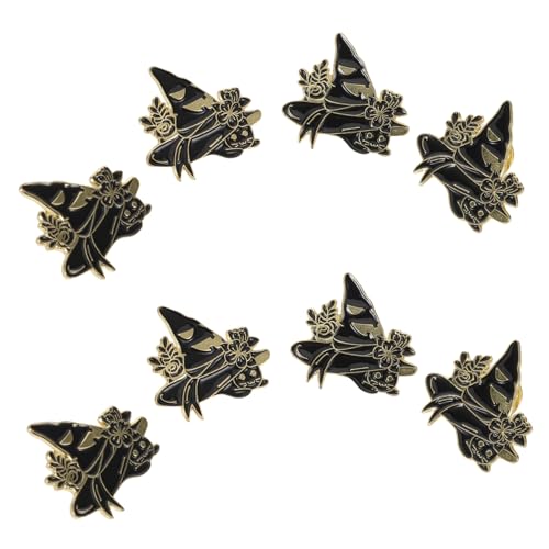 COLLBATH 8 Stück Teiliges Halloween Katzen Broschen Schwarze Emaille Cartoon Katze mit Hexenhut Leichte Legierung Anstecknadeln für Damen Vielseitig für Jacken Schals Rucksäcke Modische von COLLBATH