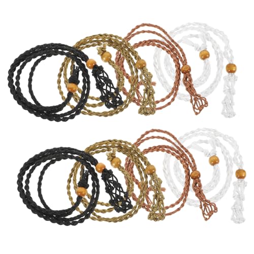 COLLBATH 8 Stück Teiliges Kristallsteinhalter Netzanhänger Verstellbare Handgewebte Kordelketten für Damen und Herren Langlebiger Flexibler Netzanhänger für Natürliche Schmuckgestaltung von COLLBATH