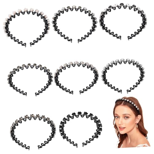 COLLBATH 8 Stück Teiliges Perlen haarband mit Wellen design Modische Haarschmuck für Damen Komfortabel Flexibel Vielseitig Kombinierbar als Geschenk für Frauen und Mädchen von COLLBATH