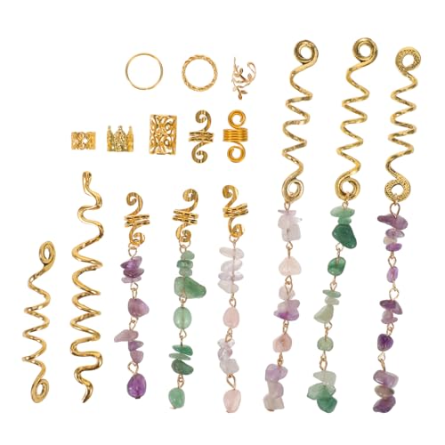 COLLBATH 80 Stück Ethnische Haarringe mit Natürlichen Steinanhängern Stylishe Braid Hair Styling Ringe für Frauen Dreadlock Schmuck für Festivals Alltag und Feierlichkeiten von COLLBATH