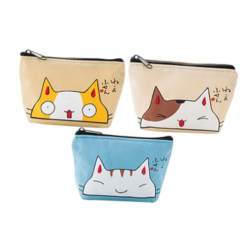 COLLBATH 3sets Oxford Tuch Brieftasche Reißverschluss Geldbörse Katze Muster Tragbare Und Robuste 3 Stücke * 3 von COLLBATH