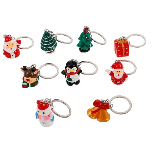 COLLBATH 9 Stück Weihnachts Schlüsselanhänger Resin Santa Claus Schneemann Weihnachtsbaum Einzigartige Anhänger für Taschen Zubehör für Feiertage von COLLBATH